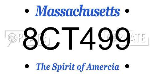 8CT499 Massachusetts License Plate