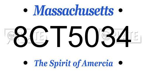 8CT5034 Massachusetts License Plate