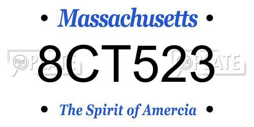 8CT523 Massachusetts License Plate
