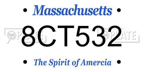 8CT532 Massachusetts License Plate