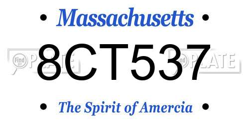 8CT537 Massachusetts License Plate
