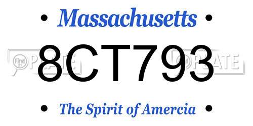 8CT793 Massachusetts License Plate