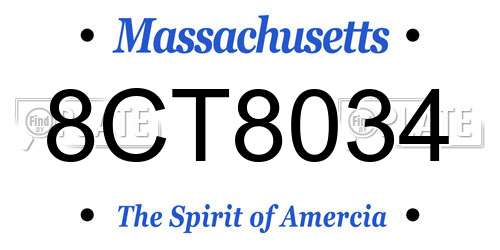 8CT8034 Massachusetts License Plate
