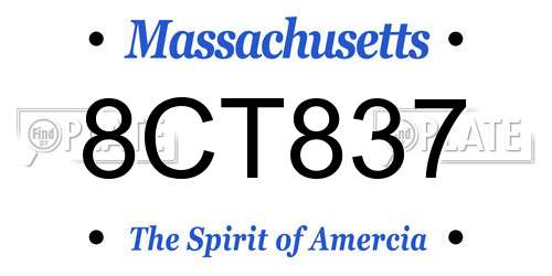 8CT837 Massachusetts License Plate