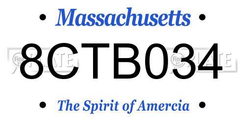 8CTB034 Massachusetts License Plate