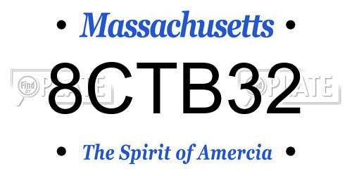 8CTB32 Massachusetts License Plate