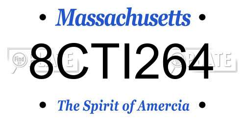 8CTI264 Massachusetts License Plate