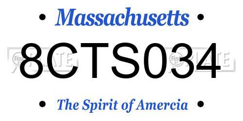 8CTS034 Massachusetts License Plate