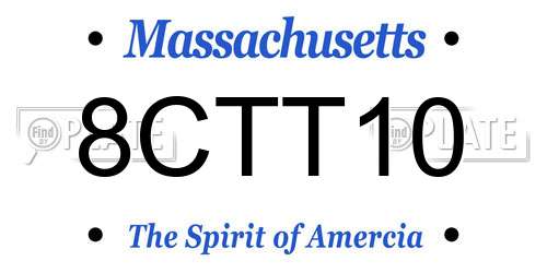 8CTT10 Massachusetts License Plate