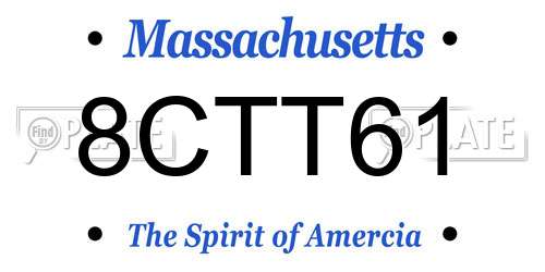 8CTT61 Massachusetts License Plate