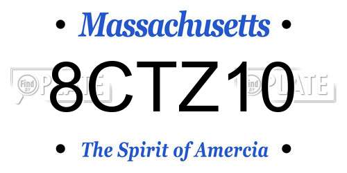 8CTZ10 Massachusetts License Plate