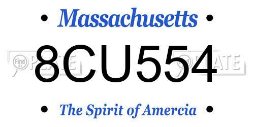 8CU554 Massachusetts License Plate