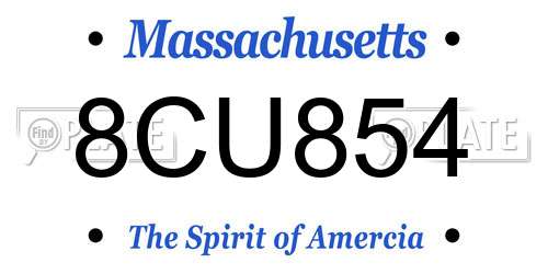 8CU854 Massachusetts License Plate