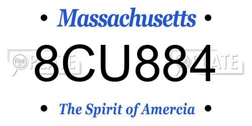 8CU884 Massachusetts License Plate