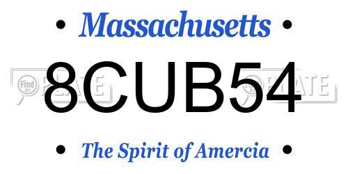 8CUB54 Massachusetts License Plate