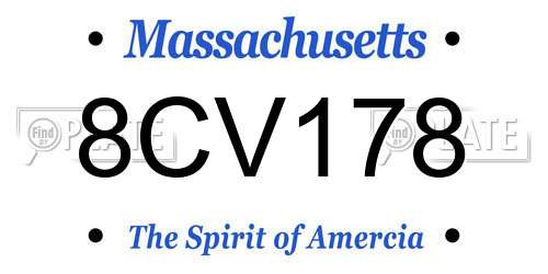 8CV178 Massachusetts License Plate