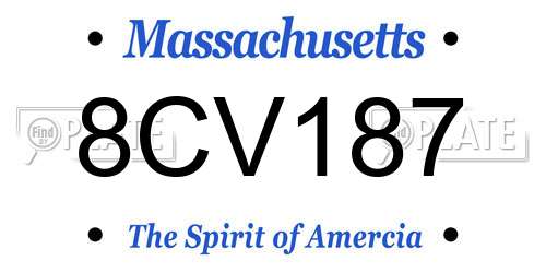 8CV187 Massachusetts License Plate