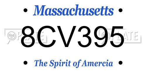 8CV395 Massachusetts License Plate