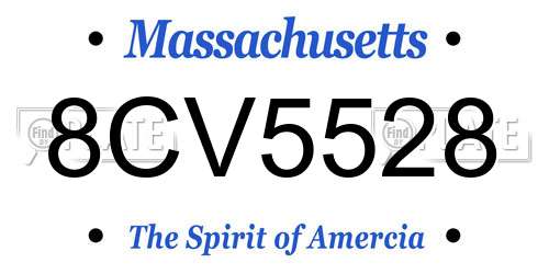 8CV5528 Massachusetts License Plate