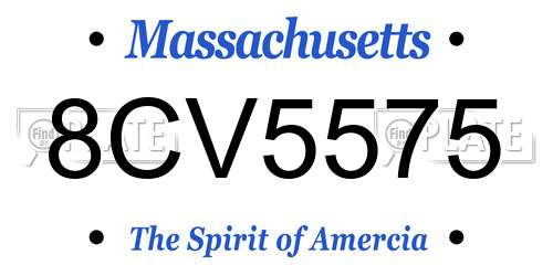 8CV5575 Massachusetts License Plate