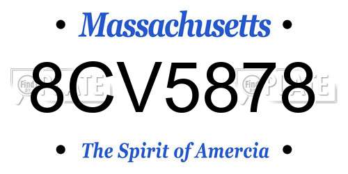 8CV5878 Massachusetts License Plate