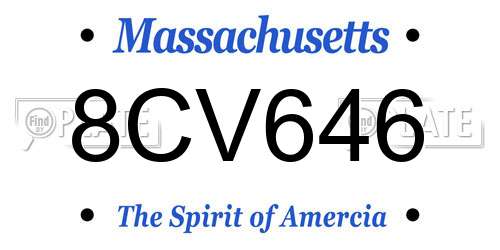 8CV646 Massachusetts License Plate