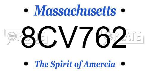 8CV762 Massachusetts License Plate