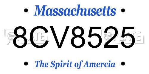 8CV8525 Massachusetts License Plate