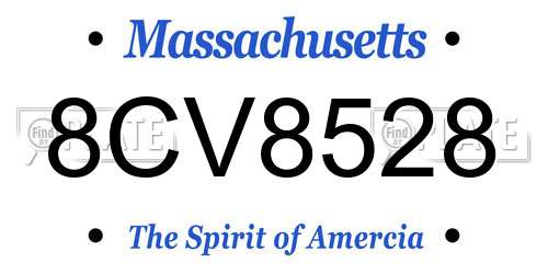 8CV8528 Massachusetts License Plate
