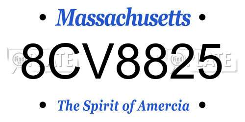 8CV8825 Massachusetts License Plate