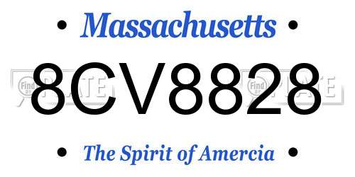8CV8828 Massachusetts License Plate