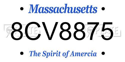 8CV8875 Massachusetts License Plate