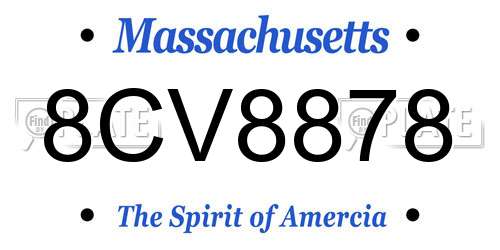 8CV8878 Massachusetts License Plate