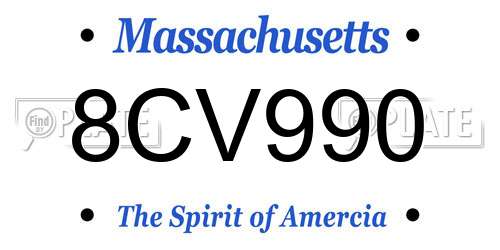 8CV990 Massachusetts License Plate