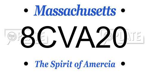 8CVA20 Massachusetts License Plate