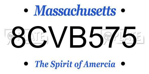 8CVB575 Massachusetts License Plate