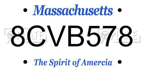 8CVB578 Massachusetts License Plate
