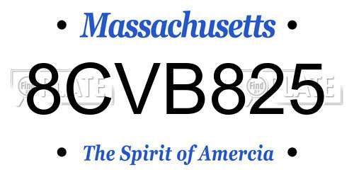 8CVB825 Massachusetts License Plate