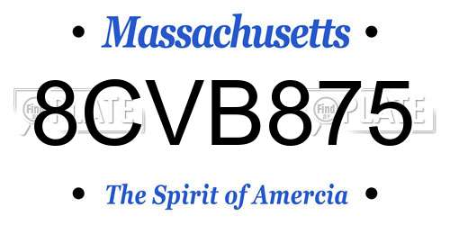 8CVB875 Massachusetts License Plate