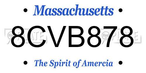 8CVB878 Massachusetts License Plate