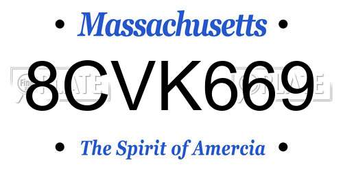 8CVK669 Massachusetts License Plate