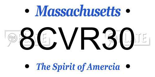 8CVR30 Massachusetts License Plate