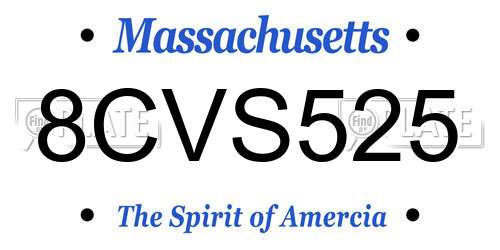 8CVS525 Massachusetts License Plate