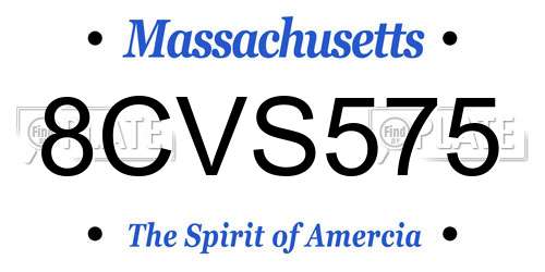 8CVS575 Massachusetts License Plate