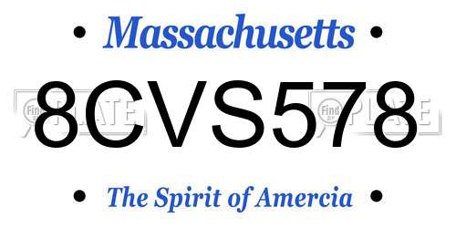 8CVS578 Massachusetts License Plate
