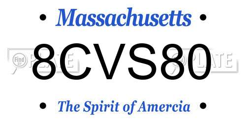 8CVS80 Massachusetts License Plate