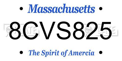 8CVS825 Massachusetts License Plate