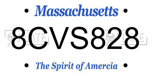 8CVS828 Massachusetts License Plate