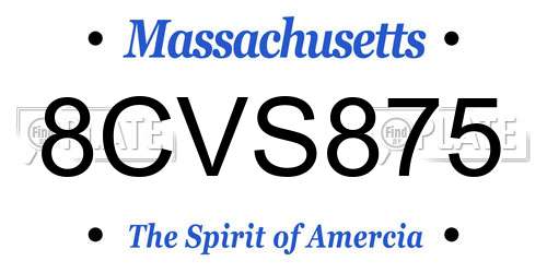 8CVS875 Massachusetts License Plate
