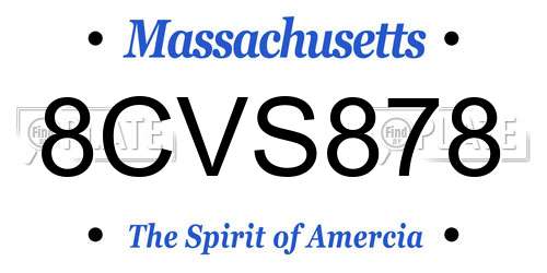 8CVS878 Massachusetts License Plate